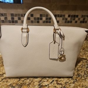 COACH CE741 CARA SATCHEL IN CHALK  POLISHED PEBBLED LEATHER  NWT!! AUTHENTIC!!